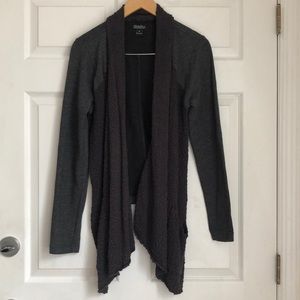 Lucky Brand Lotus Gray Boucle Knit Open Front Draped Cardigan Size Medium